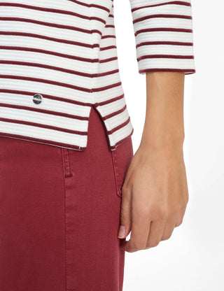 BRAX BONNIE Strickpullover - Crème Maroon Stripe - 90653500 31-6617-40