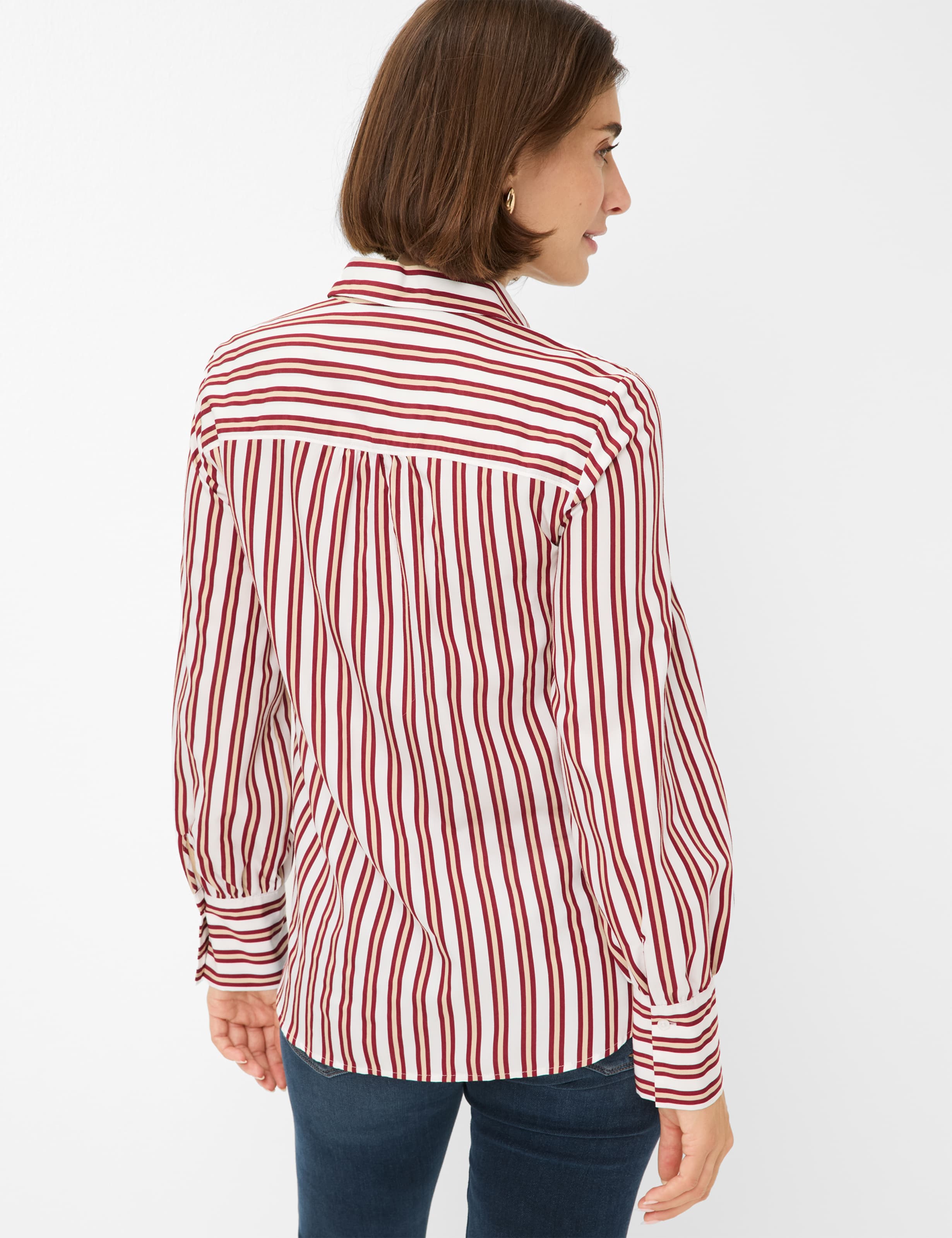 BRAX VIC Bluse - Burgundy Pinstripe Cream - 94126000 41-8857-40 von BRAX