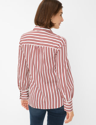 BRAX VIC Bluse - Burgundy Pinstripe Cream - 94126000 41-8857-40