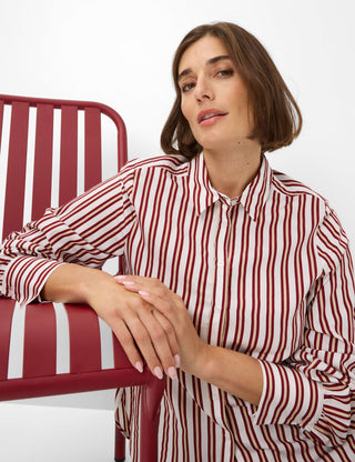 BRAX VIC Bluse - Burgundy Pinstripe Cream - 94126000 41-8857-40