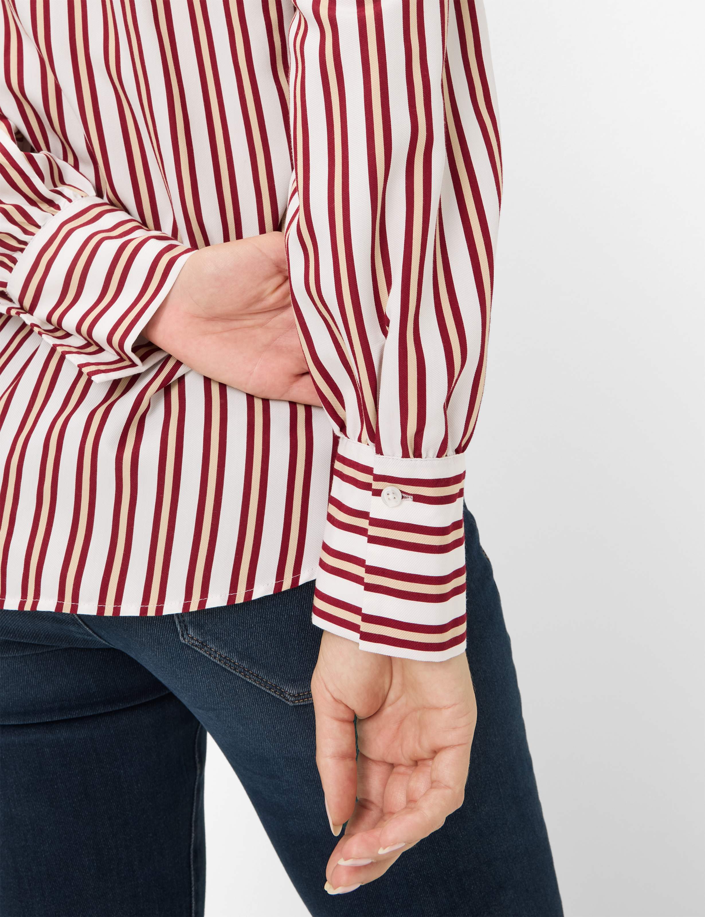 BRAX VIC Bluse - Burgundy Pinstripe Cream - 94126000 41-8857-40 von BRAX
