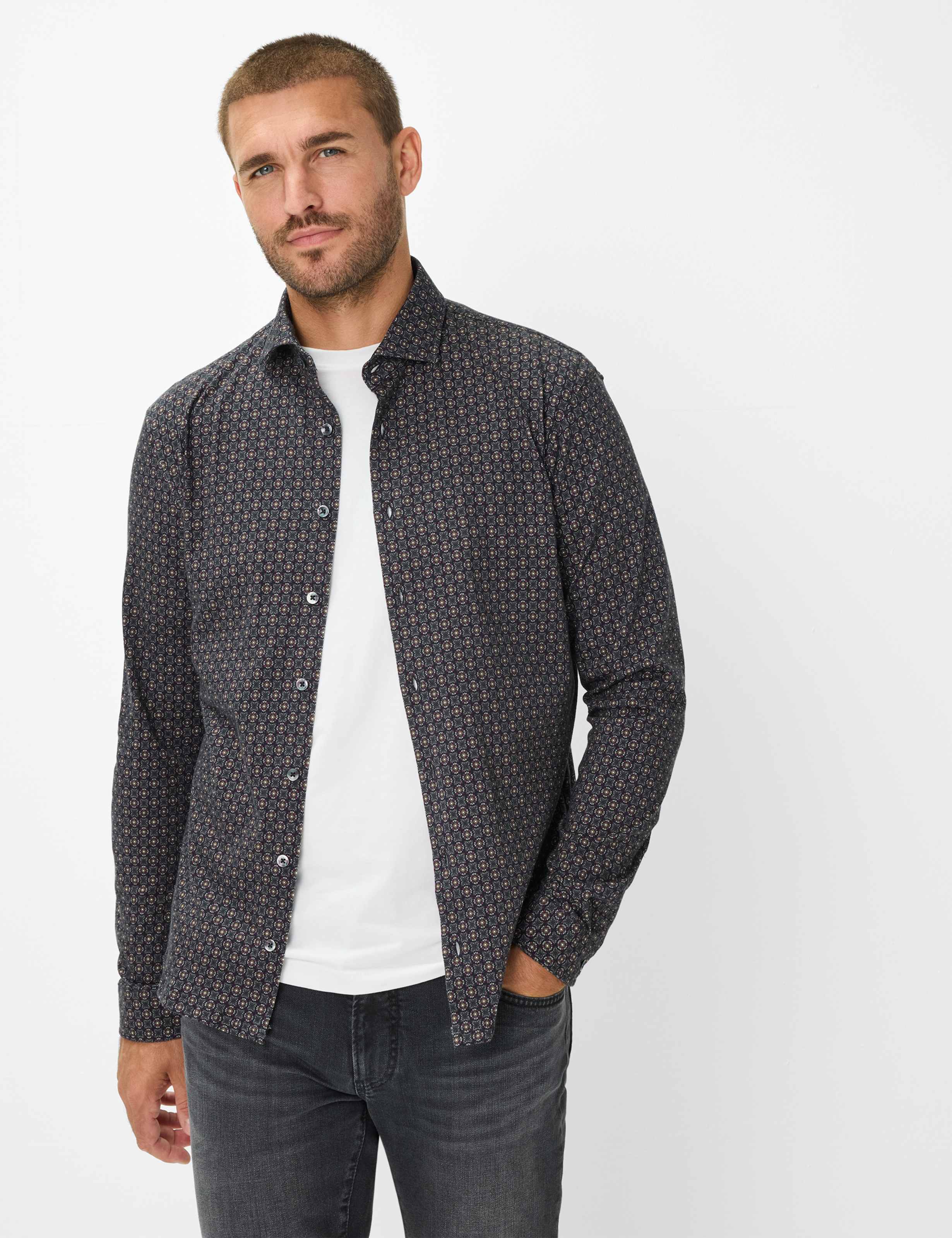 BRAX HAROLD JP Hemd - Midnight Rose Dot - 74422500 47-4028-41