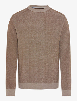 BRAX ROB Strickpullover Rundhals - Saddlewood Beige - 70131400 27-3078-53