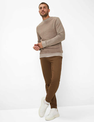 BRAX ROB Strickpullover Rundhals - Saddlewood Beige - 70131400 27-3078-53