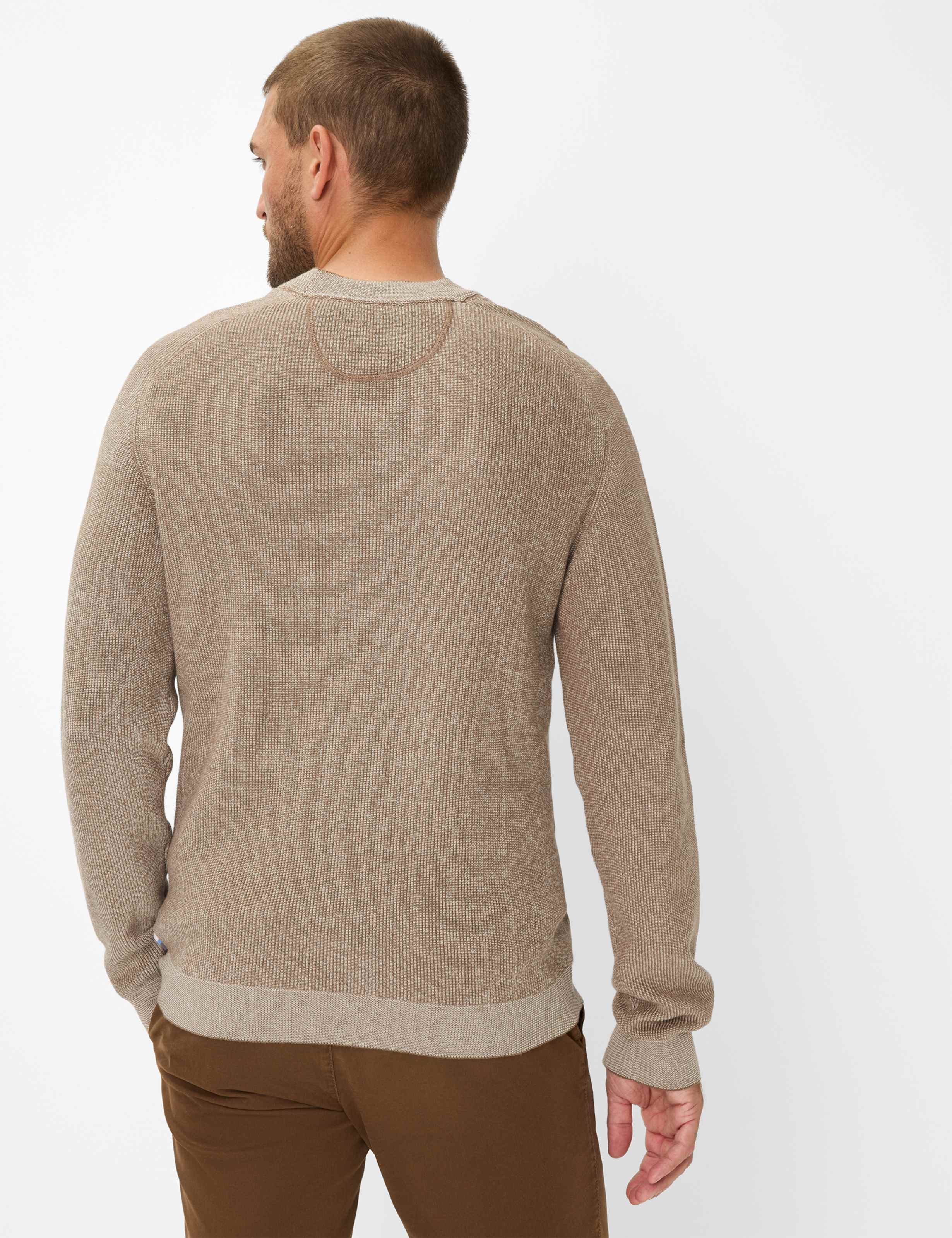 BRAX ROB Strickpullover Rundhals - Saddlewood Beige - 70131400 27-3078-53 von BRAX