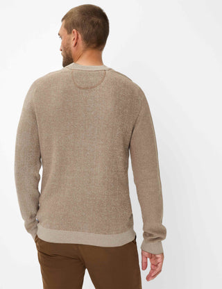 BRAX ROB Strickpullover Rundhals - Saddlewood Beige - 70131400 27-3078-53