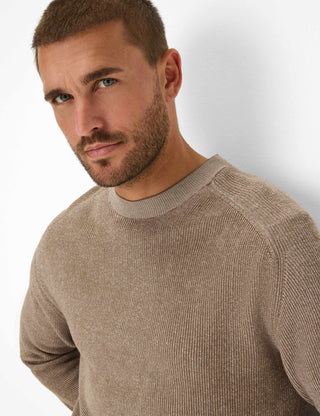 BRAX ROB Strickpullover Rundhals - Saddlewood Beige - 70131400 27-3078-53