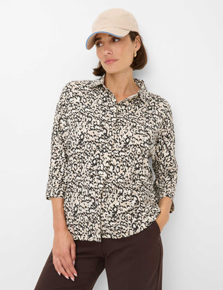BRAX CELIA.M Bluse - Leopard Linen Beige - 90653800 31-3647-60