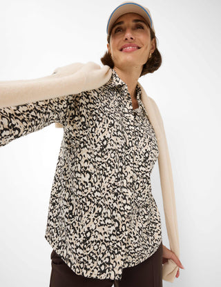 BRAX CELIA.M Bluse - Leopard Linen Beige - 90653800 31-3647-60