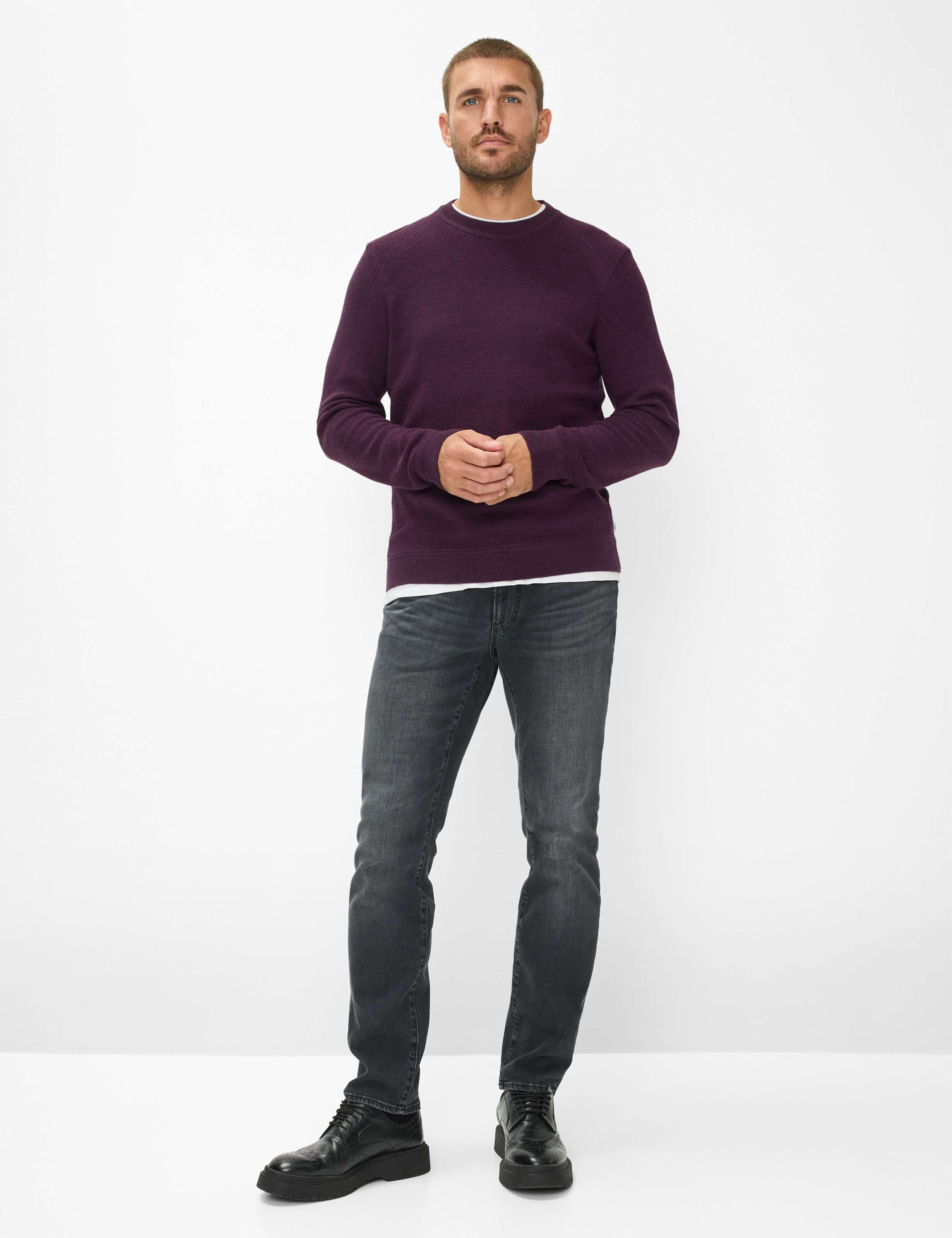 BRAX ROY Strickpullover Rundhals - Blackberry Violet - 70129300 21-2007-88 von BRAX