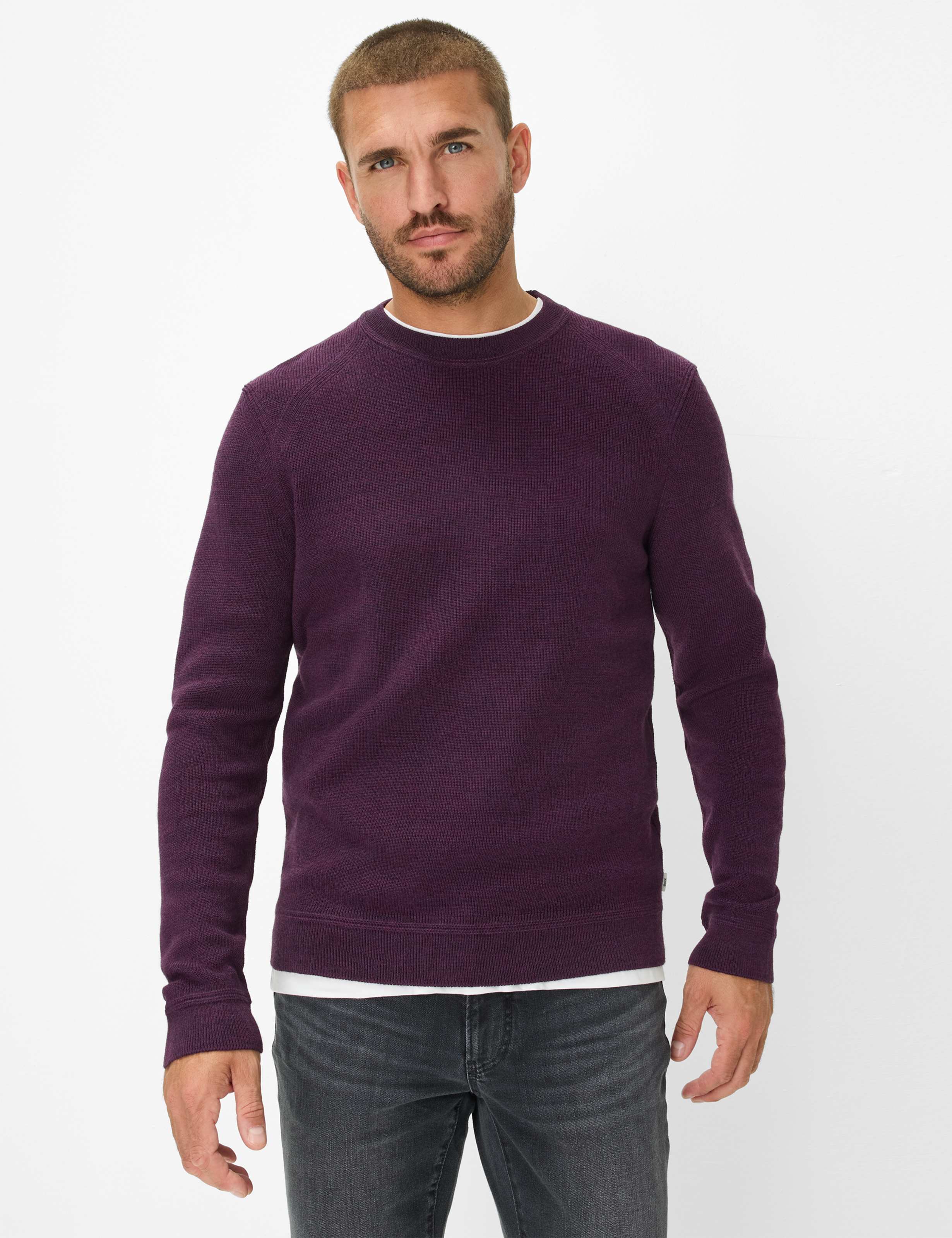 BRAX ROY Strickpullover Rundhals - Blackberry Violet - 70129300 21-2007-88
