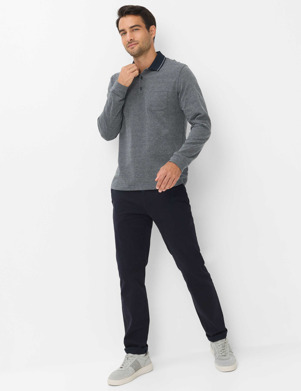 BRAX PHARELL Langarm Polo navy 70441500 70-0083-23 von BRAX
