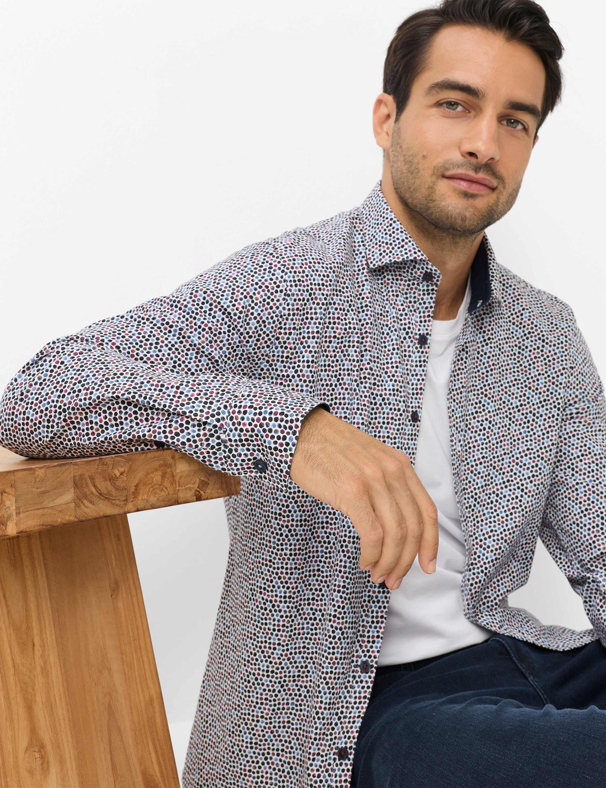 BRAX HAROLD P Langarm Hemd iced lavender print 74422200 74-0104-88 - HI-FLEX von BRAX