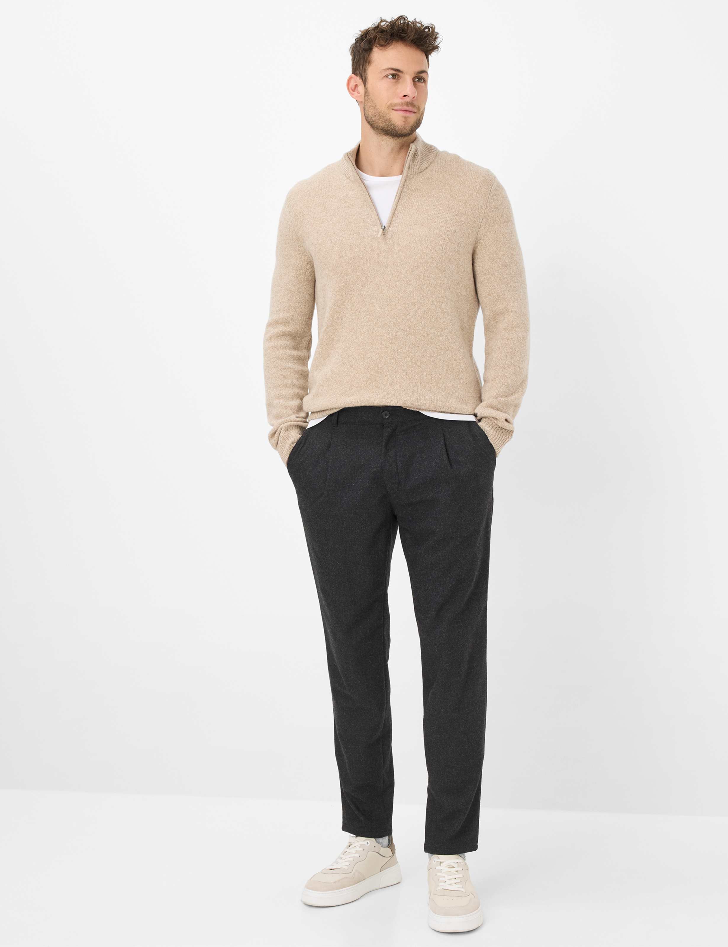 BRAX STEFFEN Langarm Pullover light camel 70133000 27-2358-59 von BRAX
