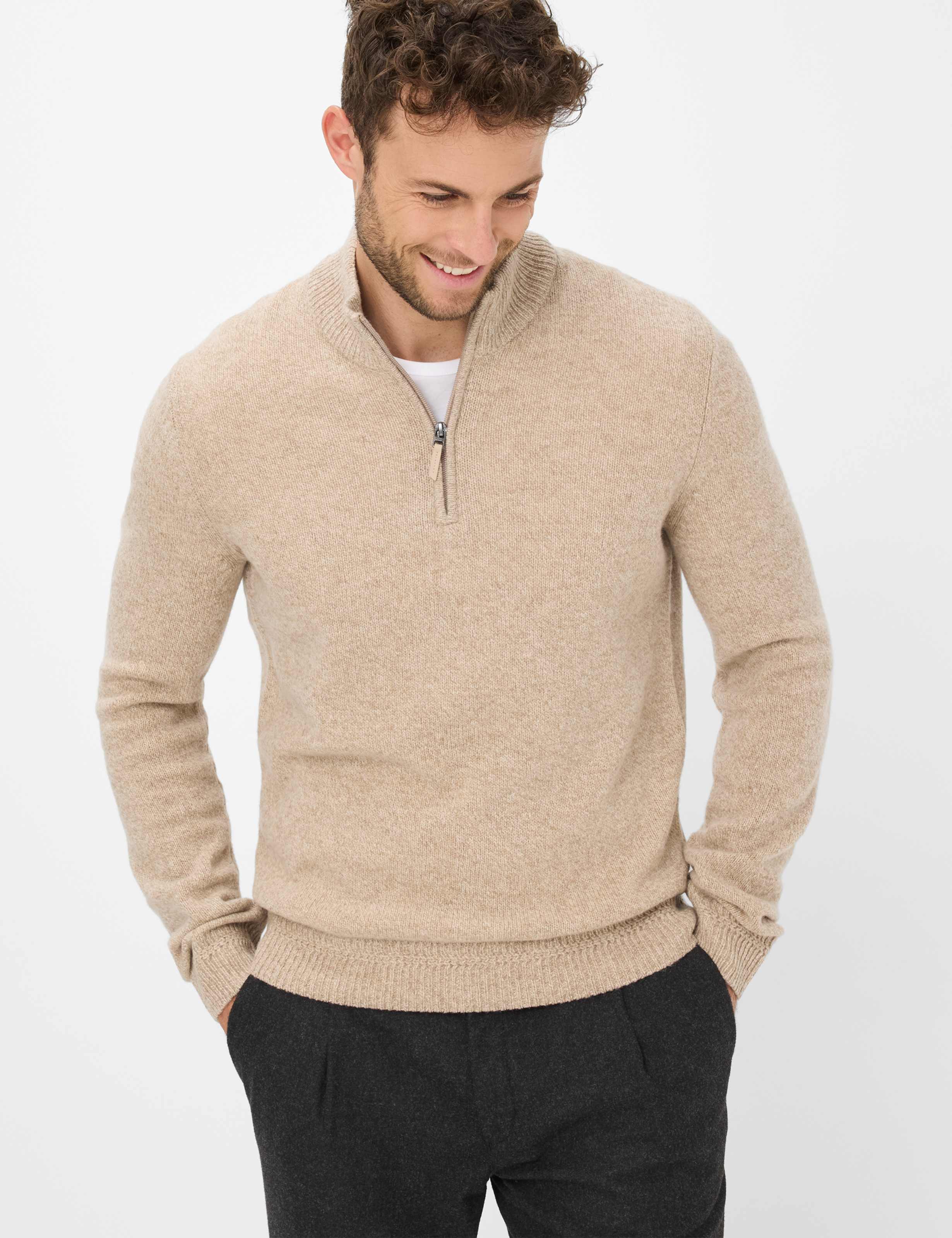 BRAX STEFFEN Langarm Pullover light camel 70133000 27-2358-59 von BRAX