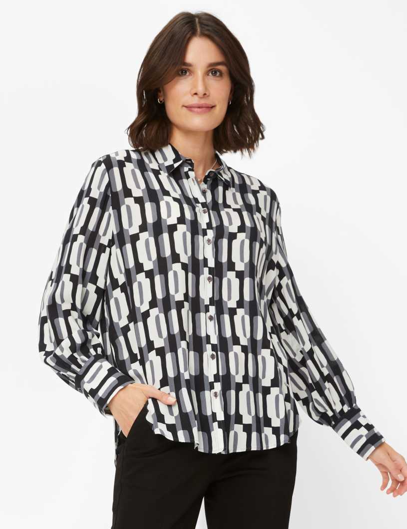 BRAX VIC Bluse - Midnight Checker Cream - 94126000 45-8638-02 von BRAX