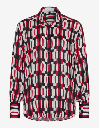 BRAX VIC Langarm Bluse - Red Tango Mix - 94126000 45-8638-42