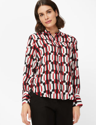 BRAX VIC Langarm Bluse - Red Tango Mix - 94126000 45-8638-42