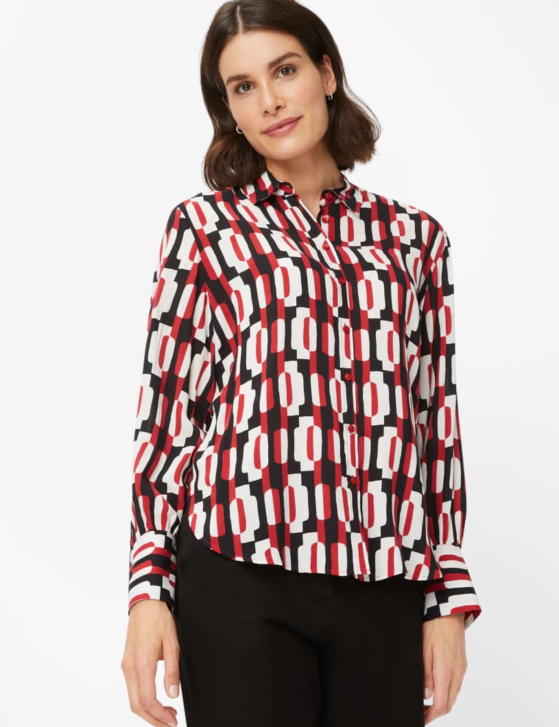 BRAX VIC Langarm Bluse - Red Tango Mix - 94126000 45-8638-42 von BRAX