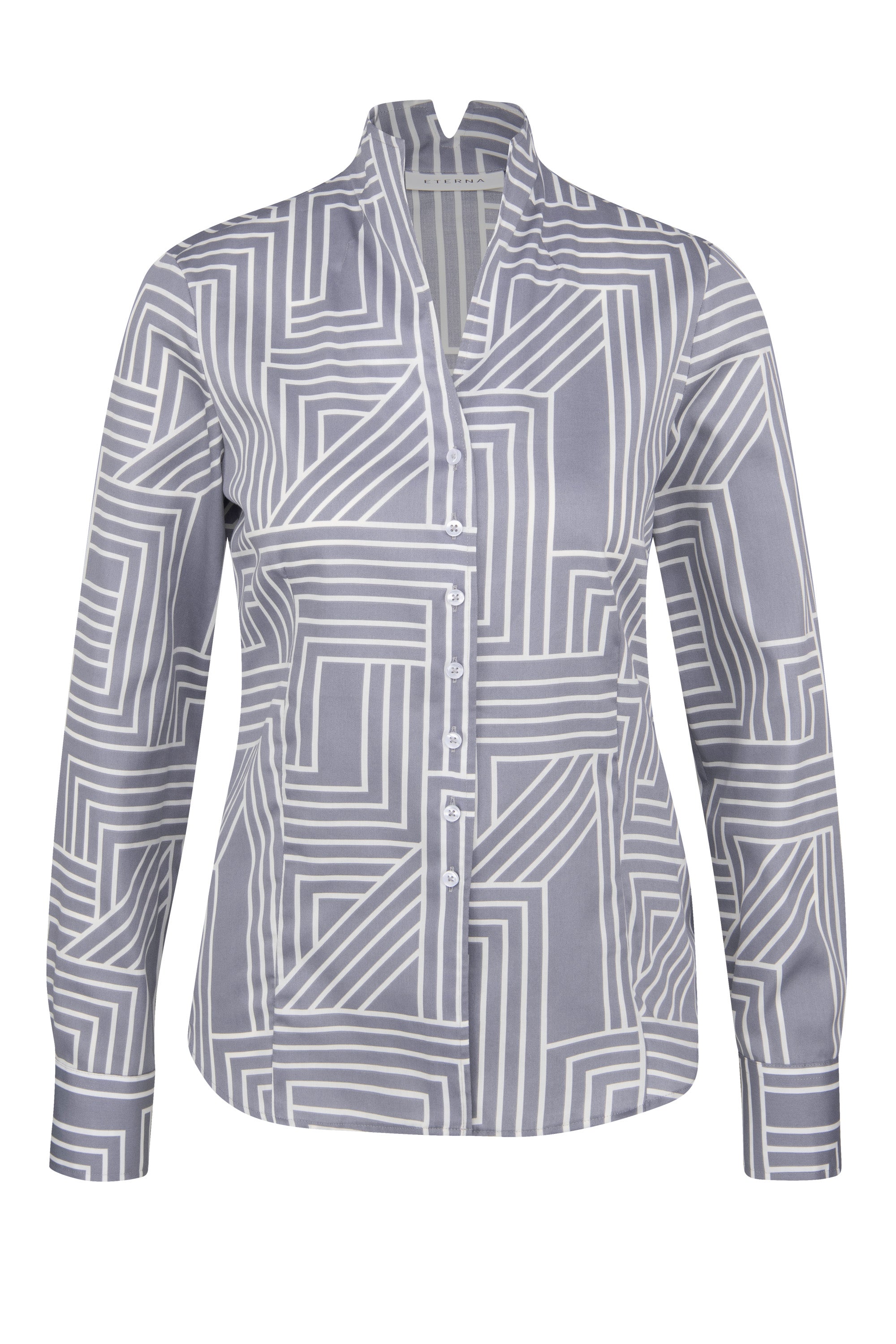 ETERNA CLASSIC FIT Bluse - Misty Blueprint Stripes - 7732-32-D775