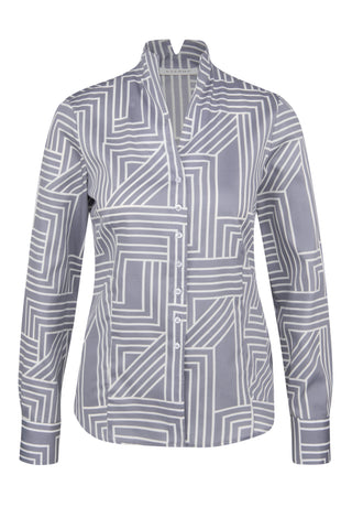ETERNA CLASSIC FIT Bluse - Misty Blueprint Stripes - 7732-32-D775