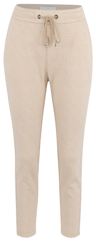 MAC EASY Jogpants - Oatmeal Check Beige - 2770-00-0114-020K