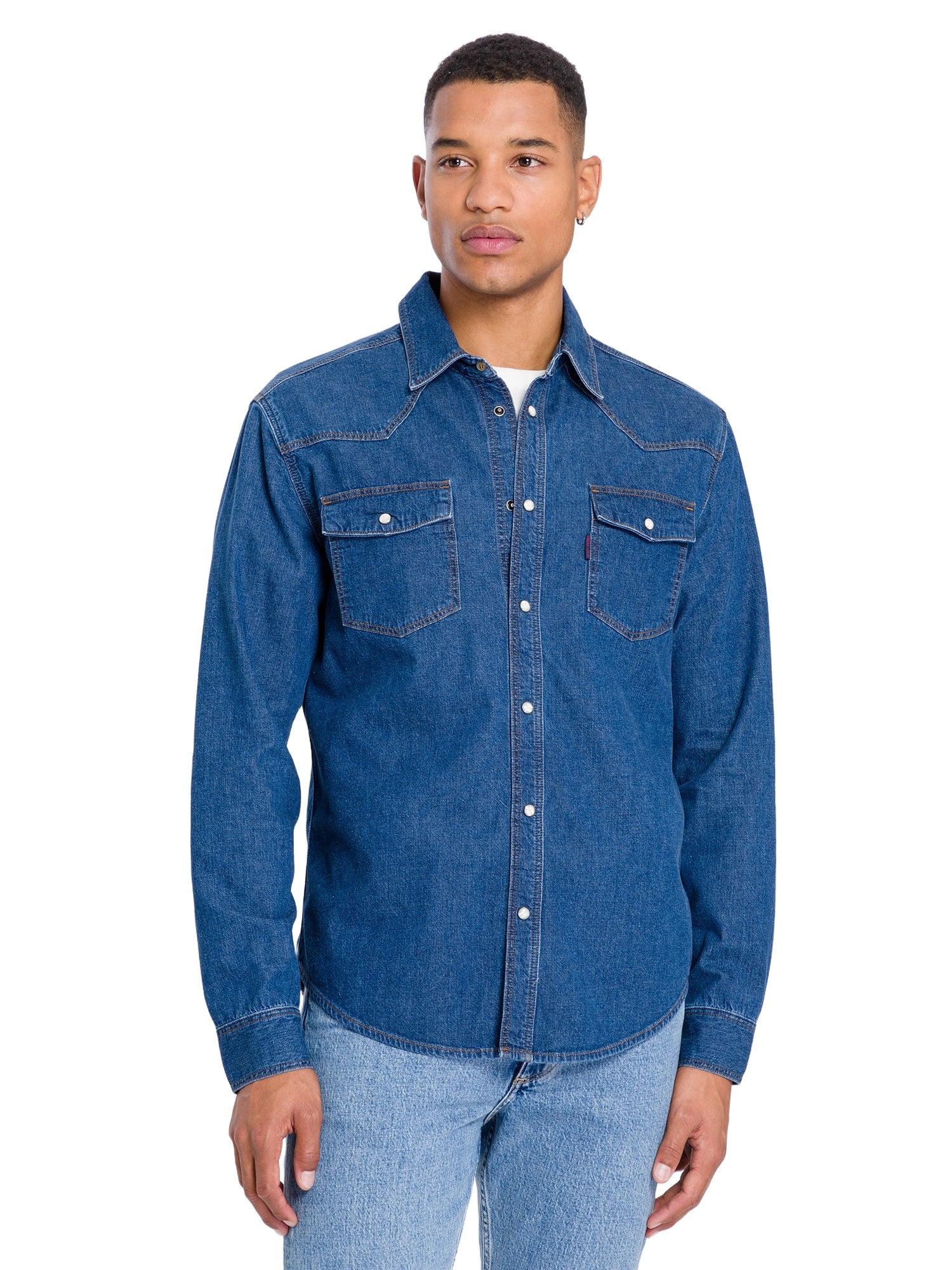 CROSS JEANS Langarm Jeanshemd - Midnight Indigo Blue - A208-067 von Cross Jeans