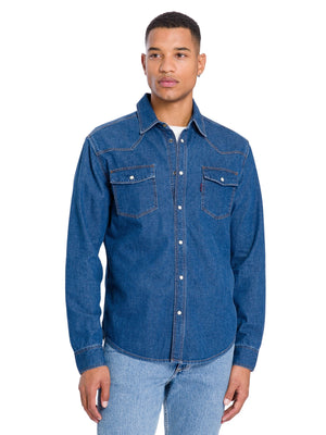 CROSS JEANS Langarm Jeanshemd - Midnight Indigo Blue - A208-067