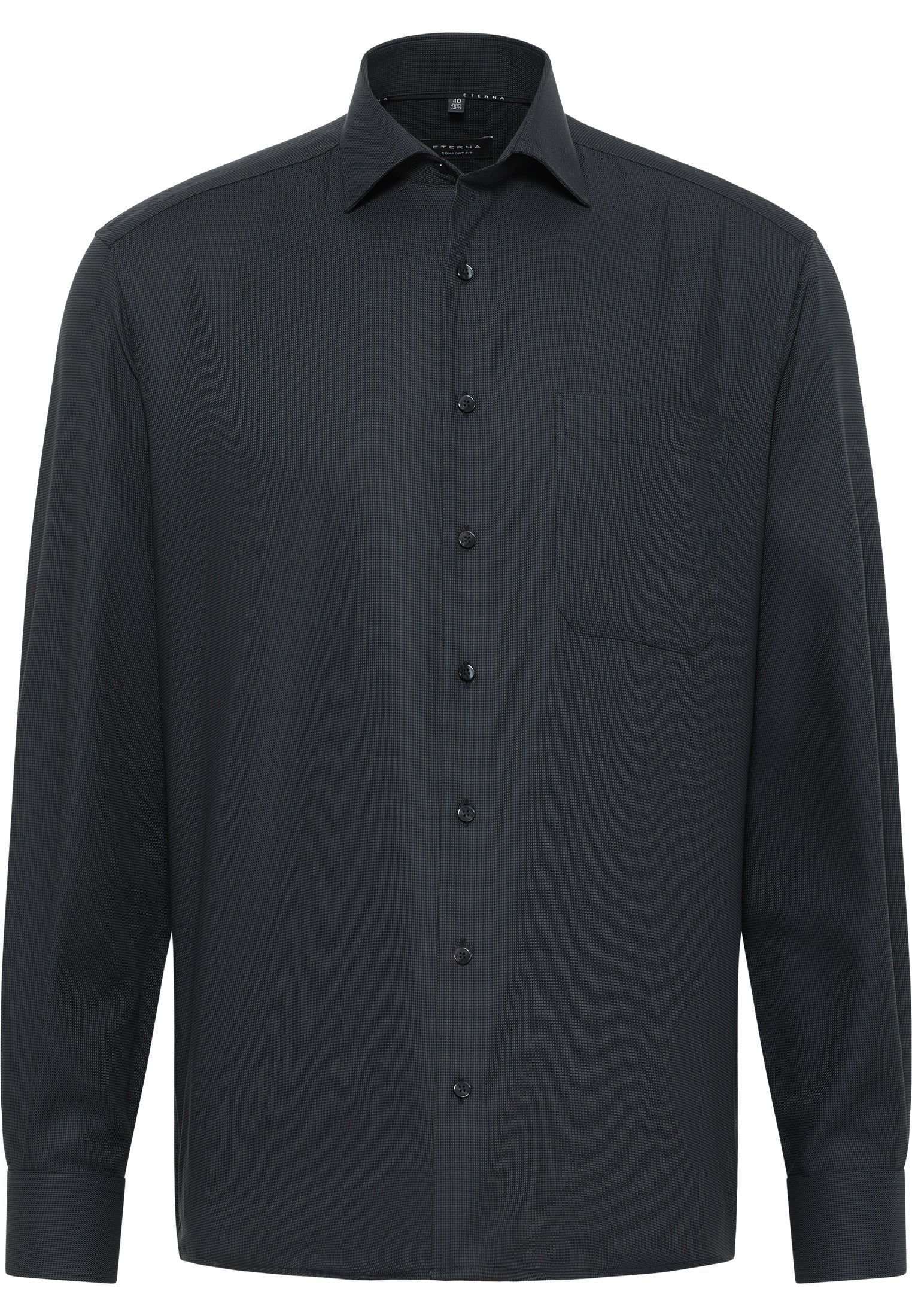 ETERNA COMFORT FIT Langarm Hemd - Midnight Herringbone - 3116-38-E169