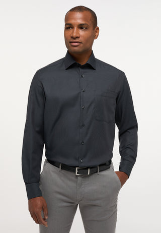 ETERNA COMFORT FIT Langarm Hemd - Midnight Herringbone - 3116-38-E169