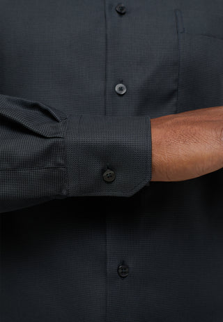 ETERNA COMFORT FIT Langarm Hemd - Midnight Herringbone - 3116-38-E169
