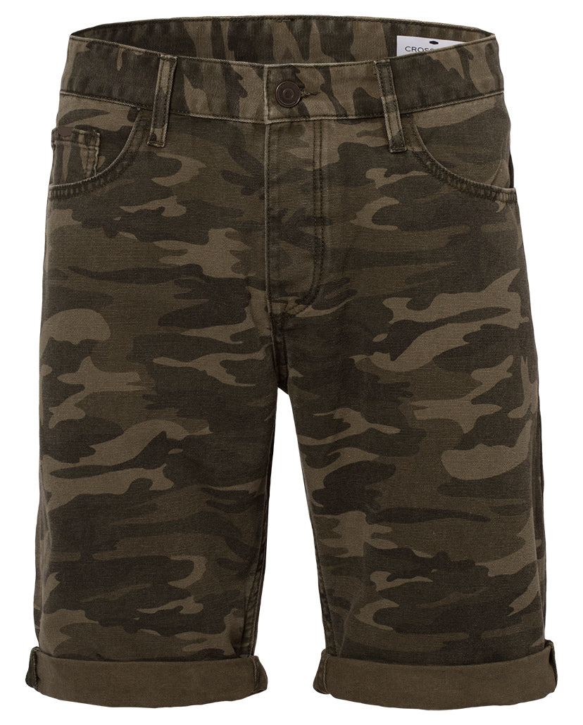 CROSS JEANS LEOM Shorts - Darkwood Camo Green - A565-072