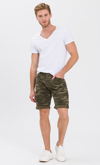 CROSS JEANS LEOM Shorts - Darkwood Camo Green - A565-072