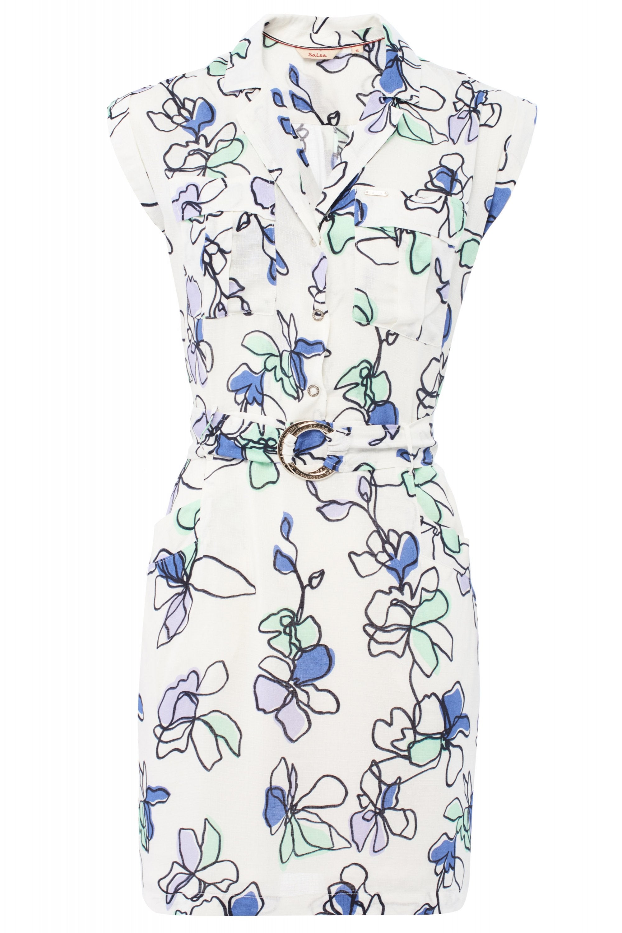 SALSA Hemdblusenkleid Minikleid - Ivory Meadow White - 123558.0001