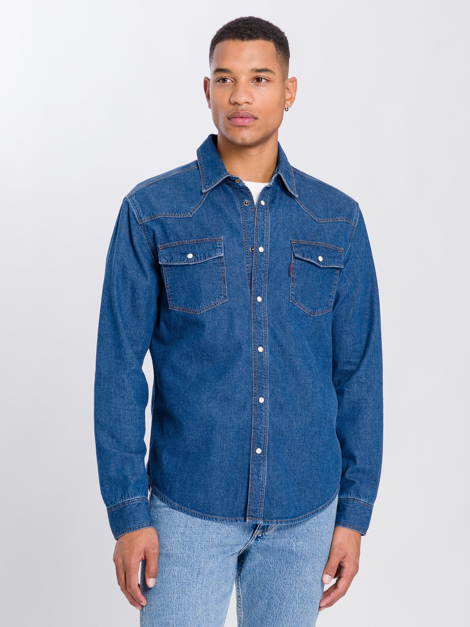 CROSS JEANS Langarm Jeanshemd - Midnight Indigo Blue - A208-067