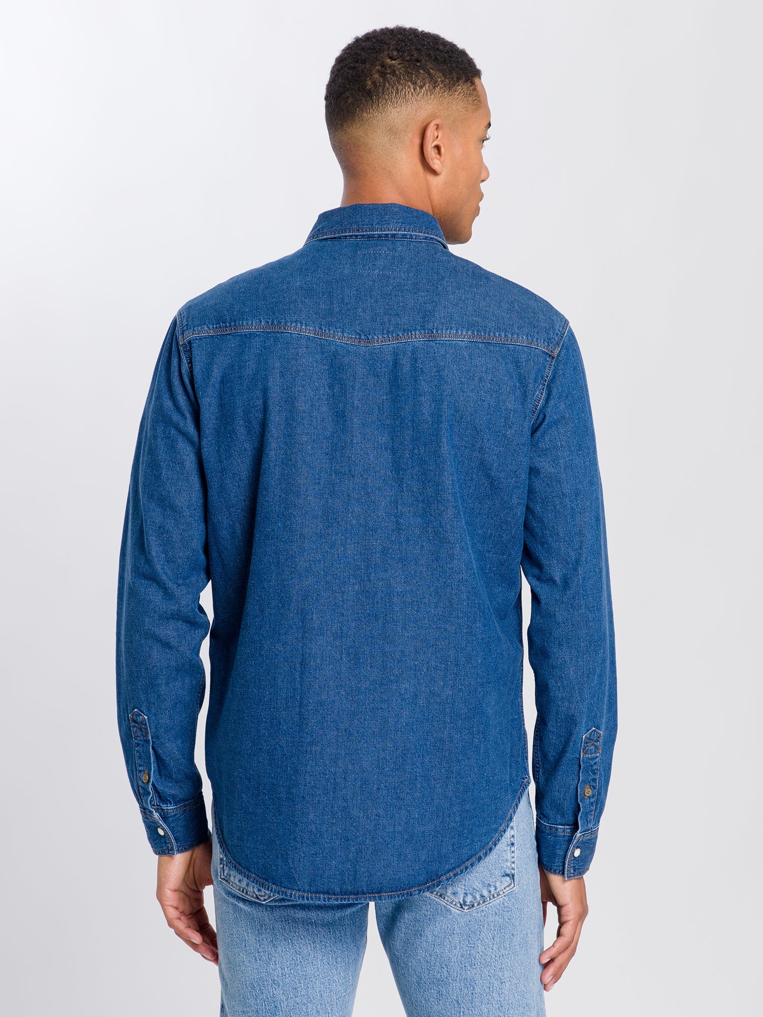 CROSS JEANS Langarm Jeanshemd - Midnight Indigo Blue - A208-067