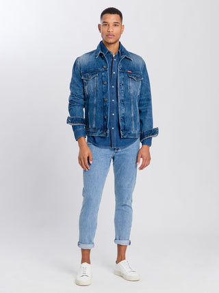 CROSS JEANS Langarm Jeanshemd - Midnight Indigo Blue - A208-067