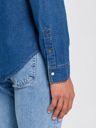 CROSS JEANS Langarm Jeanshemd - Midnight Indigo Blue - A208-067