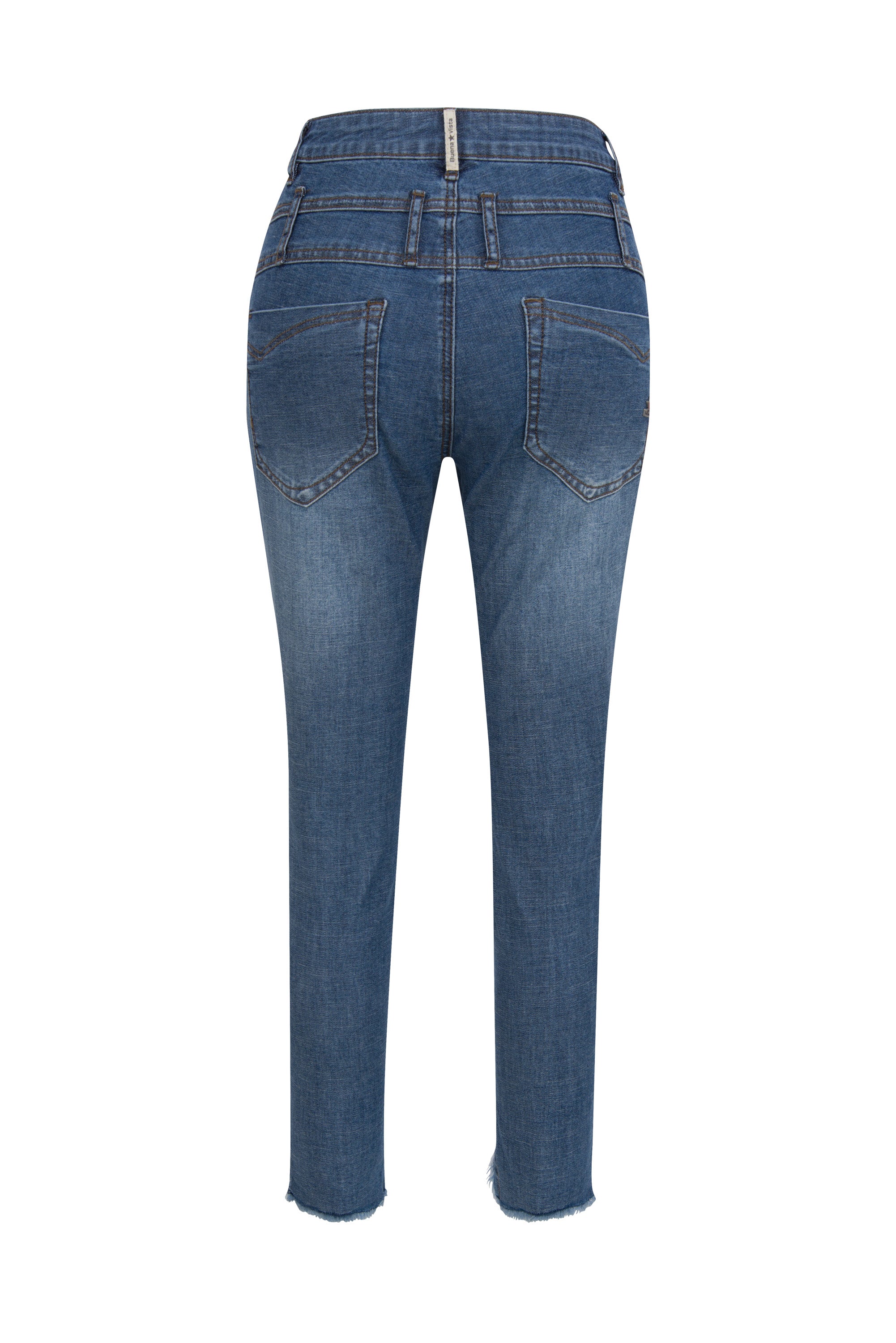 BUENA VISTA FLORIDA 7/8 frayed destroy mid blue 2107 J5744 319 O.2851 - Stretch Denim