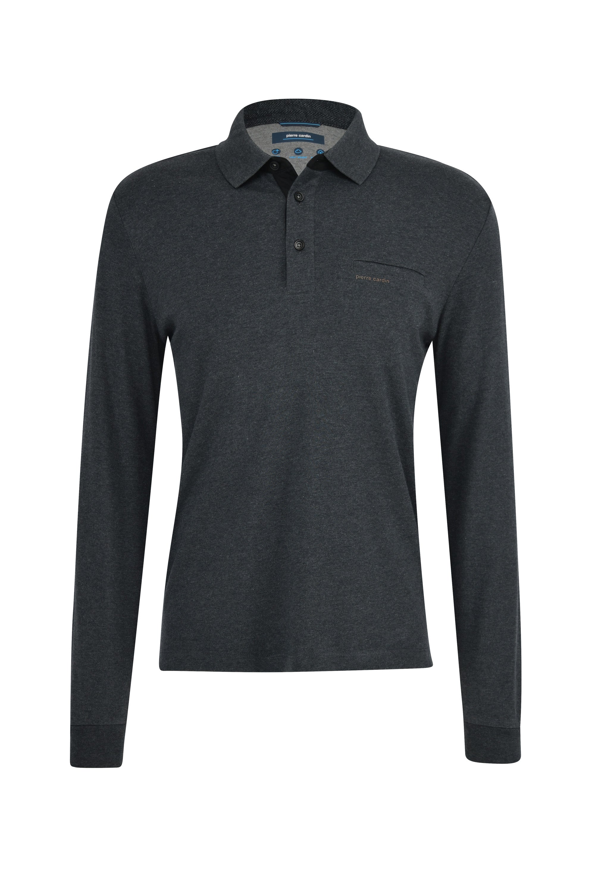 PIERRE CARDIN Langarm Poloshirt - Charcoal Heather Blue - 53604 12315.2100
