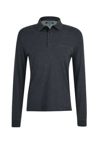 PIERRE CARDIN Langarm Poloshirt - Charcoal Heather Blue - 53604 12315.2100