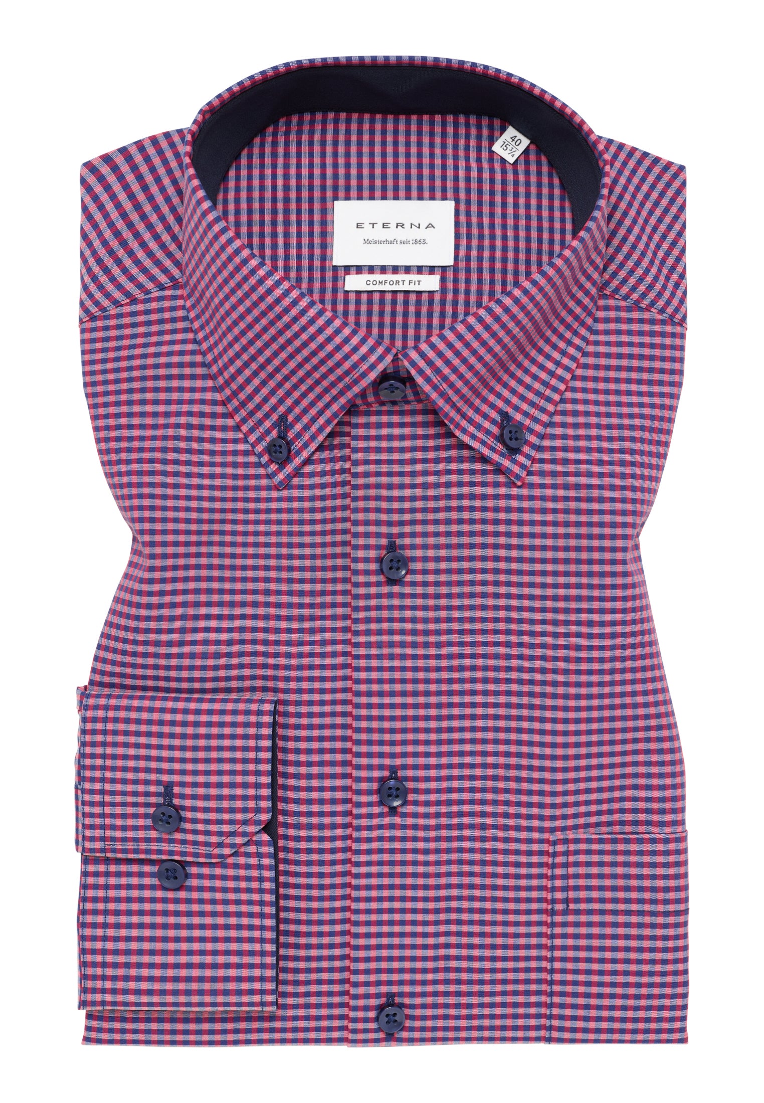 ETERNA COMFORT FIT Langarm Hemd - Crimson Harbor Checks - 8913-58-E146