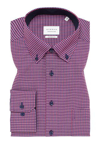ETERNA COMFORT FIT Langarm Hemd - Crimson Harbor Checks - 8913-58-E146