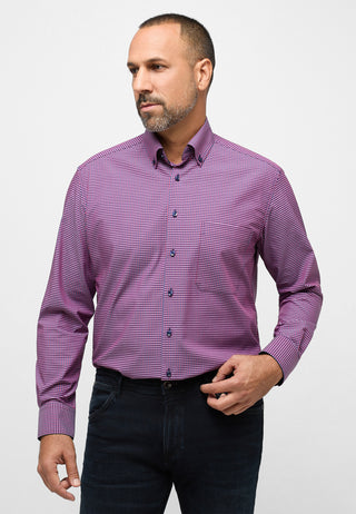 ETERNA COMFORT FIT Langarm Hemd - Crimson Harbor Checks - 8913-58-E146