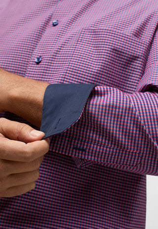 ETERNA COMFORT FIT Langarm Hemd - Crimson Harbor Checks - 8913-58-E146