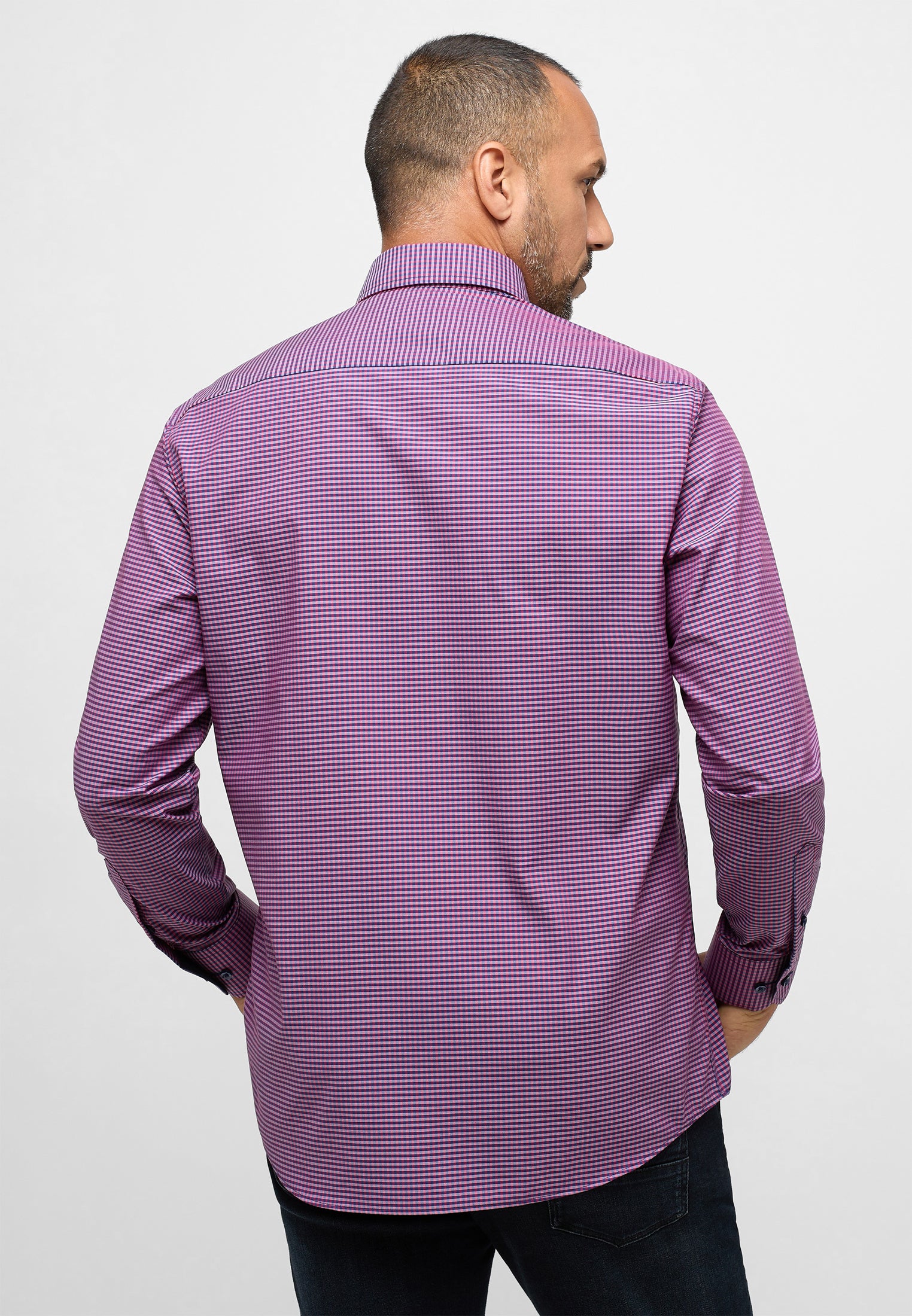 ETERNA COMFORT FIT Langarm Hemd - Crimson Harbor Checks - 8913-58-E146 von Eterna