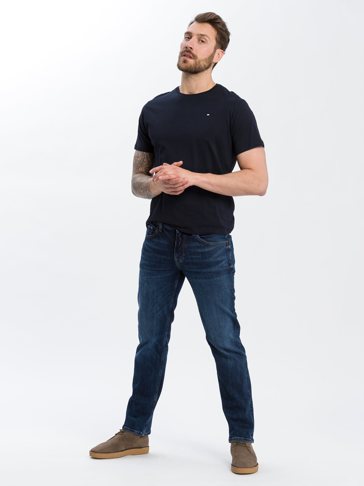 CROSS JEANS Antonio Five Pocket - Indigo Shadow Crincle - E161-300 von Cross Jeans