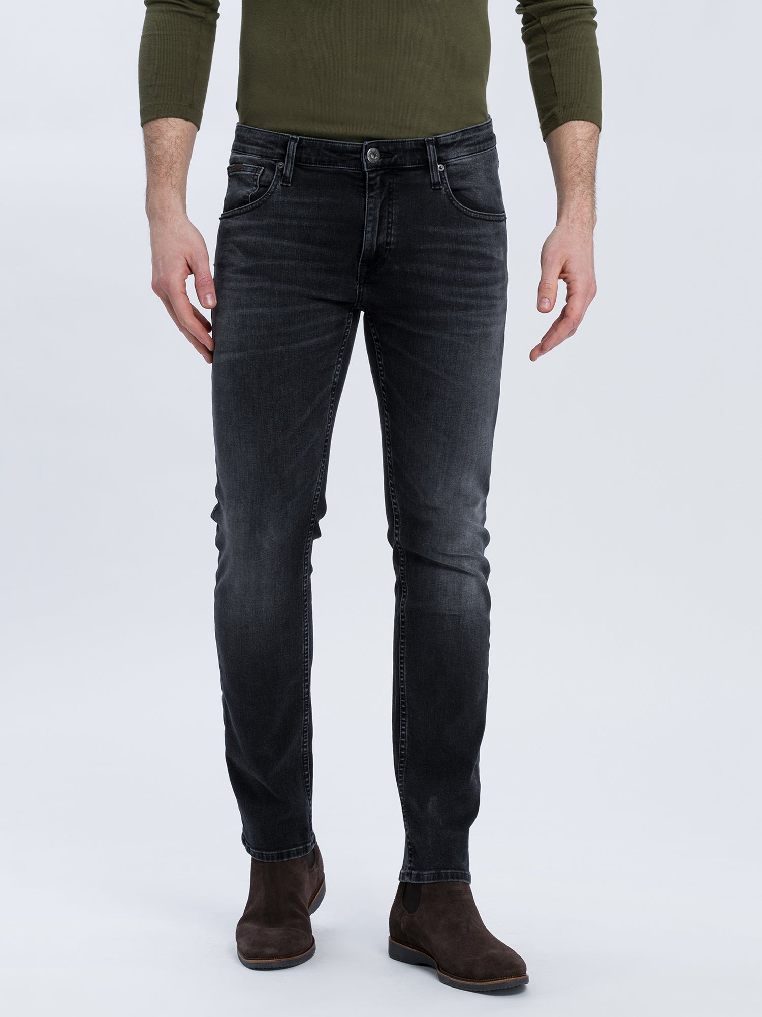 CROSS JEANS DAMIEN Five Pocket - Coal Graphite Wash - E198-030