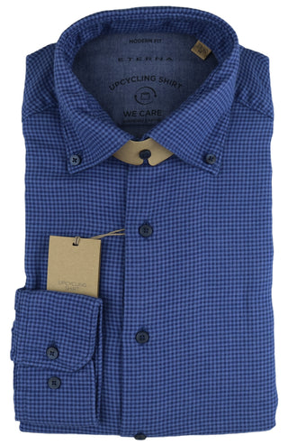 ETERNA Modern Fit Upcycling Shirt - Midnight Sky Check - 2399-17-VS74