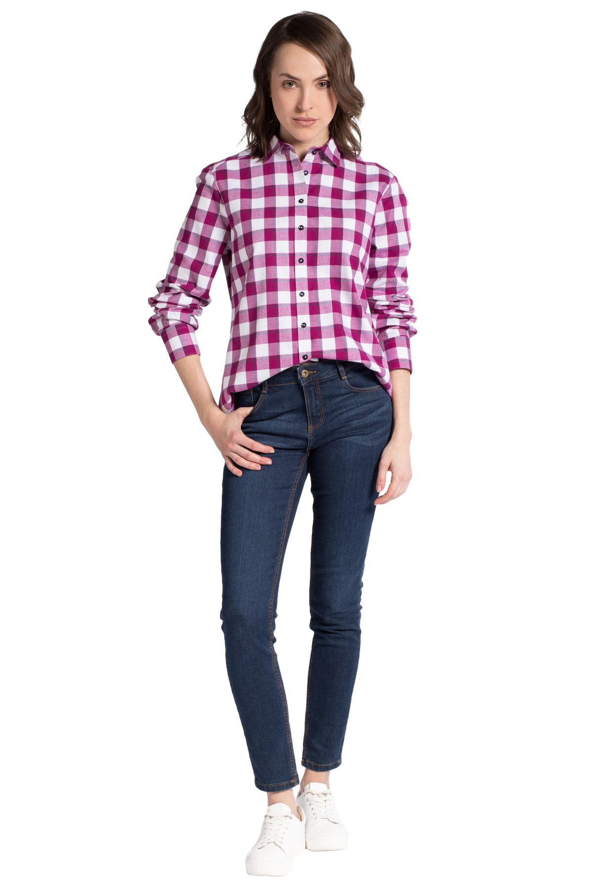 ETERNA MODERN CLASSIC Flanell Bluse - Lilac Checklight - 6266 D614.56